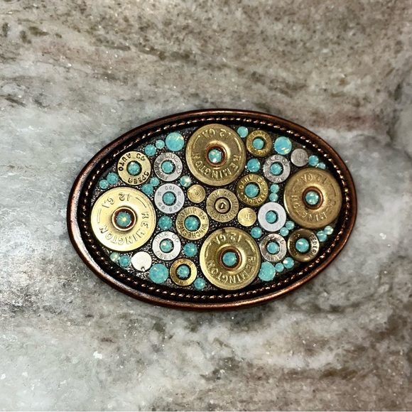 Pretty Hunter Turquoise SWAROVSKI Crystal Copper Color Buckle - Picture 2 of 3